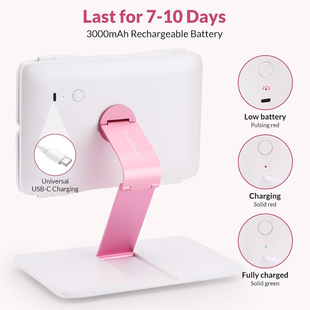 EASEHOLD Foldable Travel Tri fold Lighted Makeup Vanity Mirror with Lights