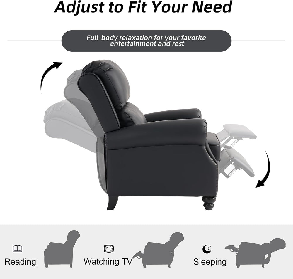 CANMOV Pushback Recliner Chair Faux Leather Armchair Push Back Recliner with ...