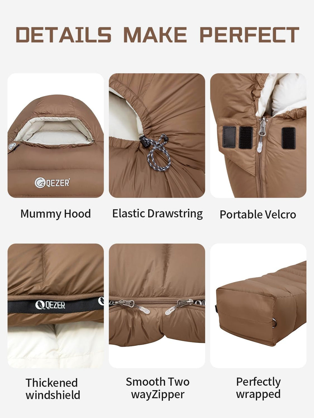 0 Degree Down Sleeping Bag for Adults,Cold Weather Backpacking