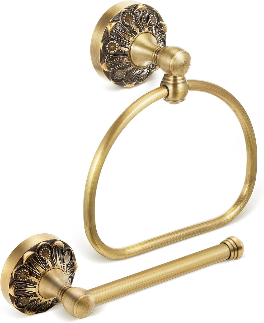 2 Pcs Toilet Paper Holder Towel Ring, Brass, Semi Circular