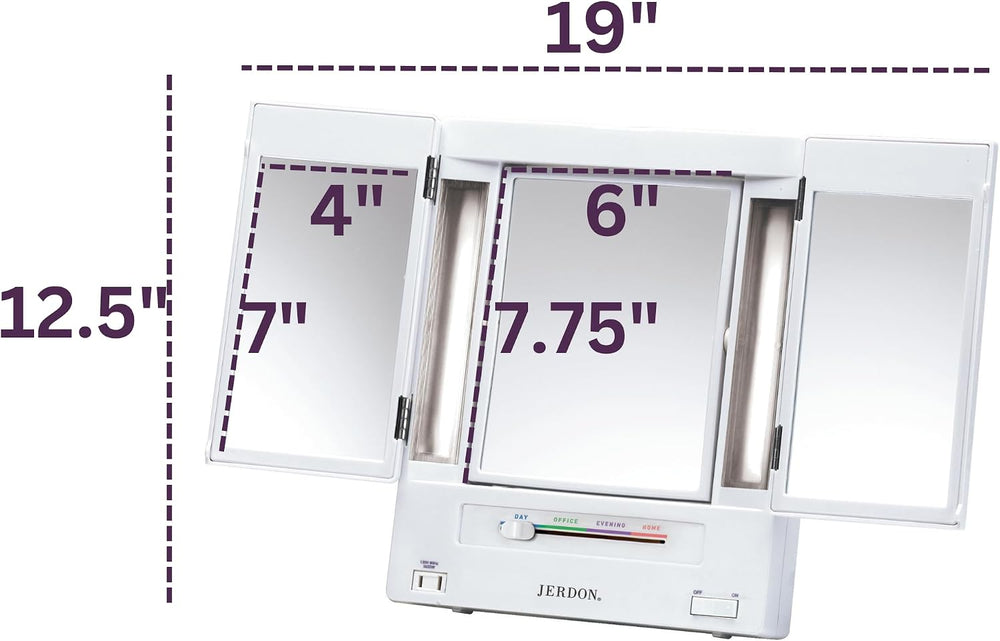 JERDON Lighted Makeup Mirror with 5X Magnification - White - JGL9W