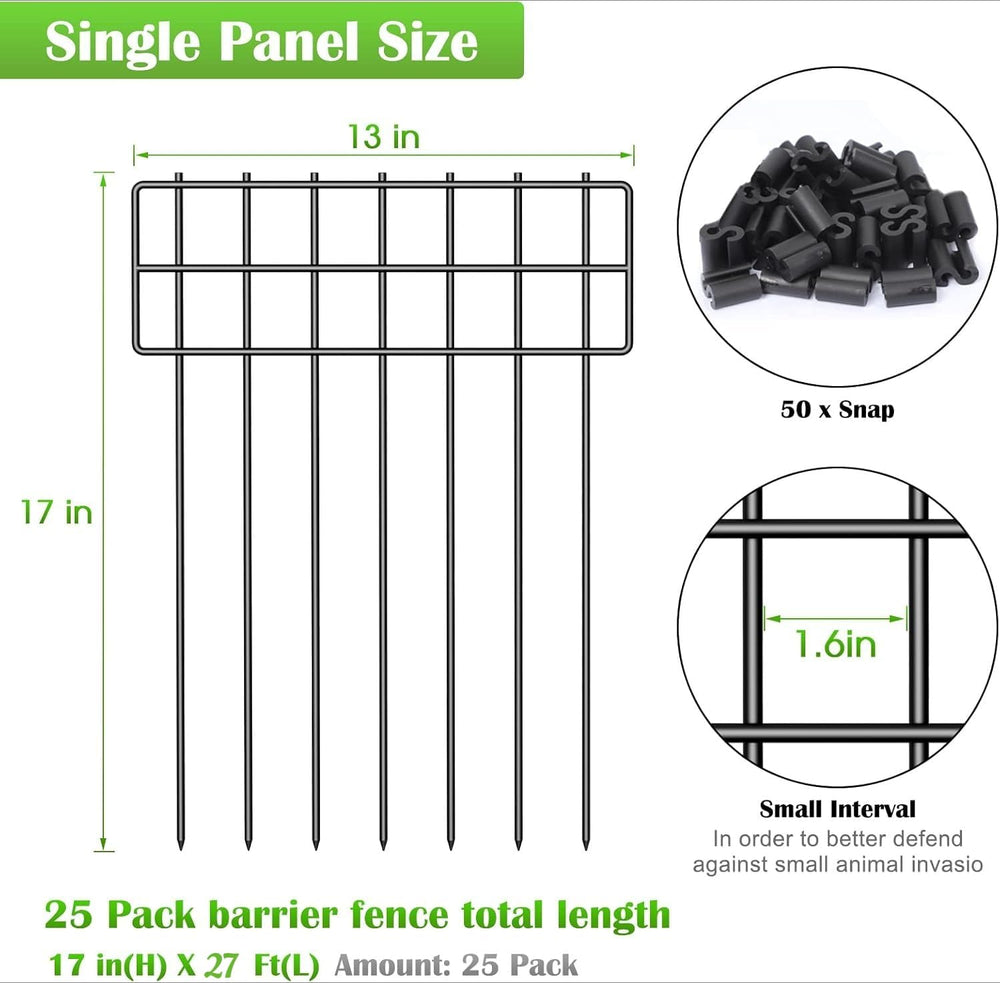Animal Barrier Fence, 17 in(H) X 27 Ft(L) No Dig Garden Decorative Fencing