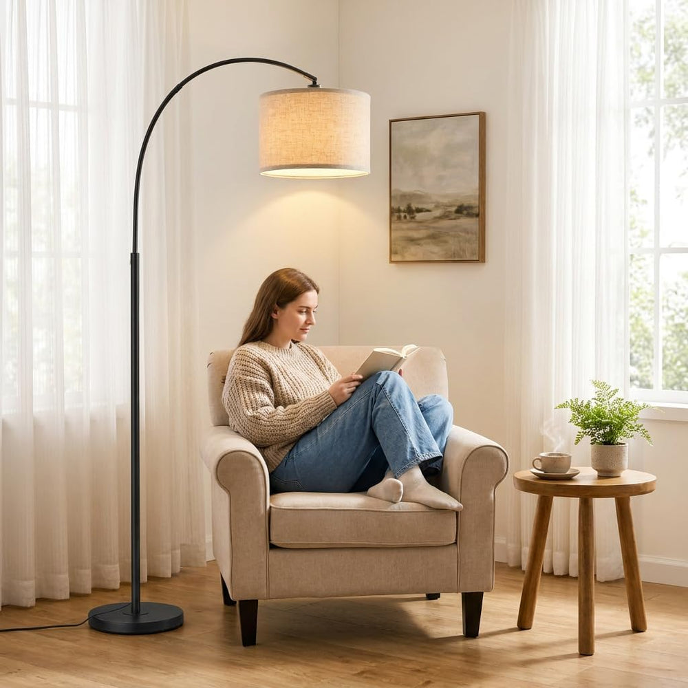 Arc Floor Lamps with Remote Control and Stepless Dimmable Color Temperature a...