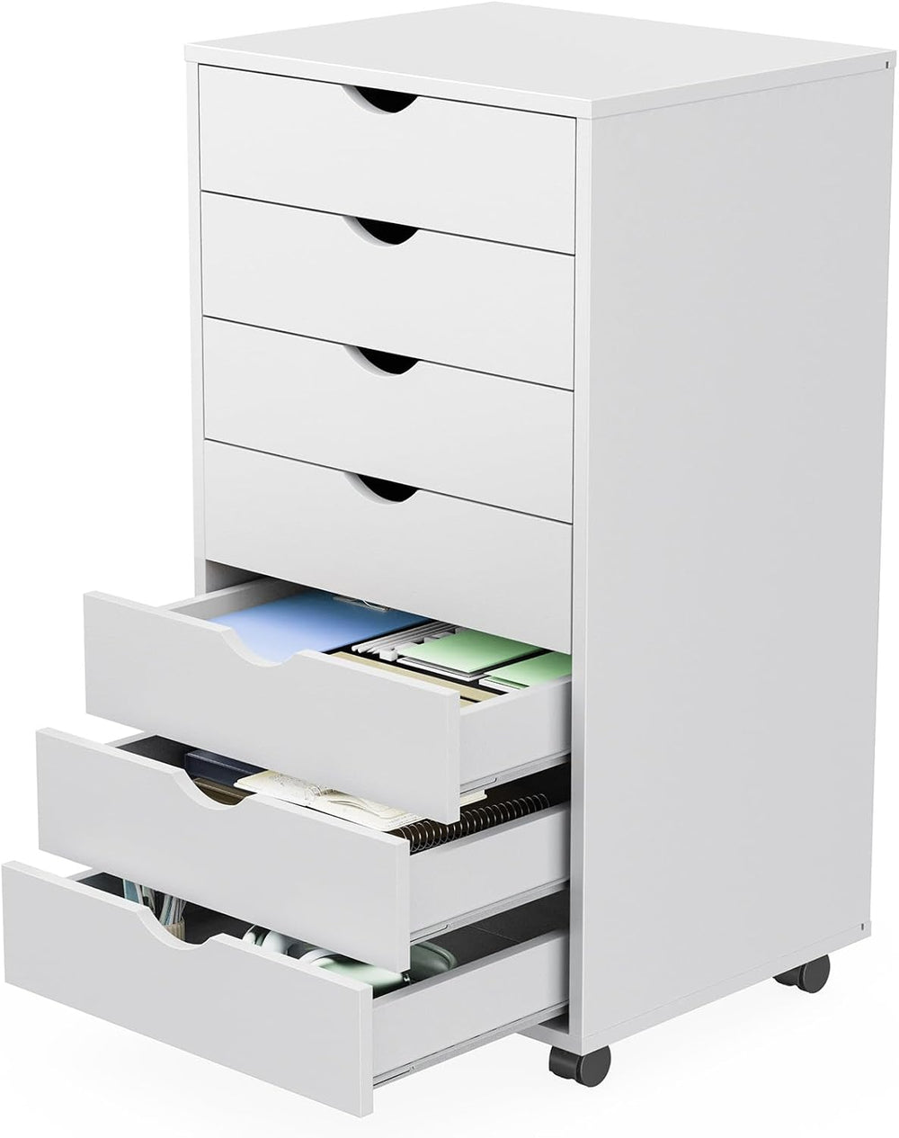 Sweetcrispy 7 Drawer Rolling Storage Cabinet with Wheels, Wood Organizer