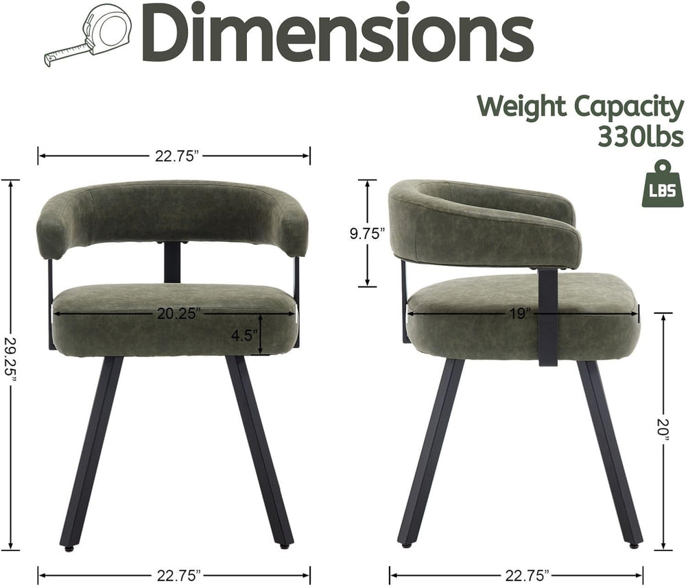 LukeAlon PU Leather Dining Chairs Set of 2, Upholstered Armchair with Padded ...
