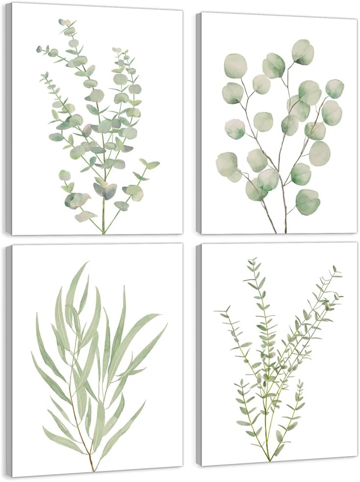 Botanical Bathroom Wall Art 12”x16” Sage Green Framed Canvas Office Decor