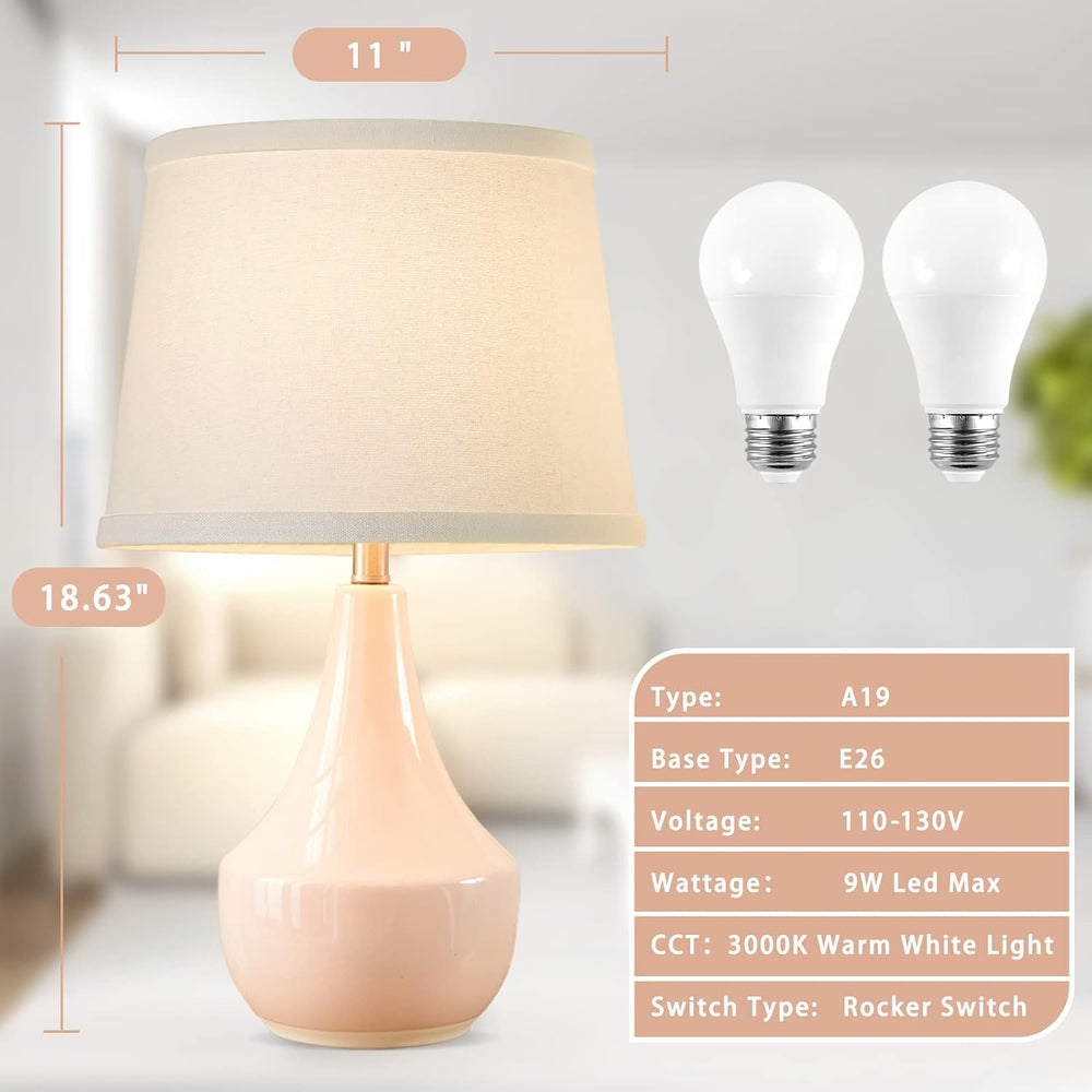 GyroVu 18" Table Lamp Set of 2, Ceramic Lamp Classic Beside Lamps Nights...