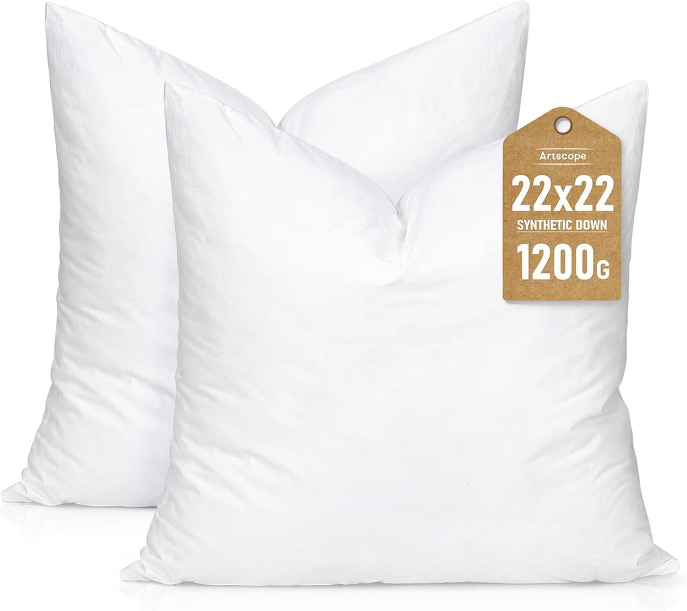 Artscope Synthetic Down Pillow Insert, 22x22 Throw Pillow Inserts Set of 2