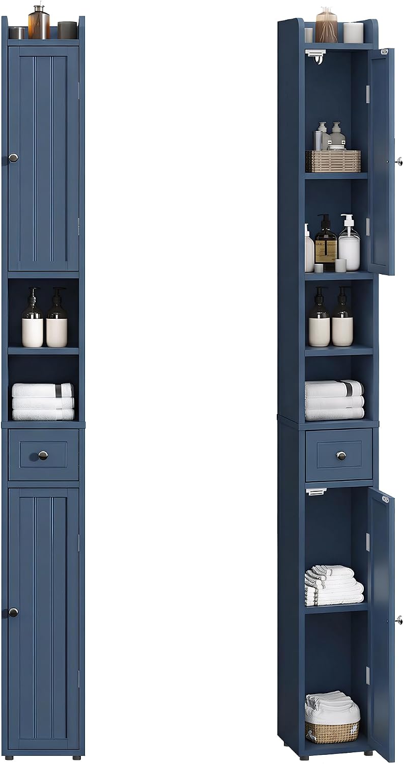 ChooChoo Narrow Bathroom Storage Cabinet with Adjustable Shelves and Drawer