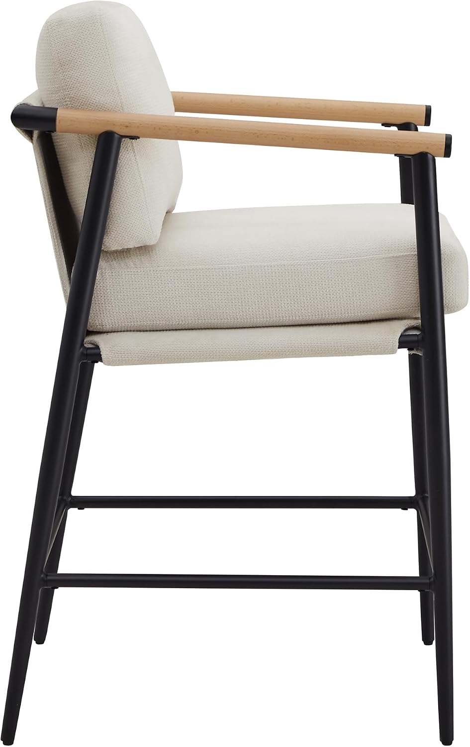 Watson & Whitely Mid Century Modern Barstools Set of 2, Fabric in Beige