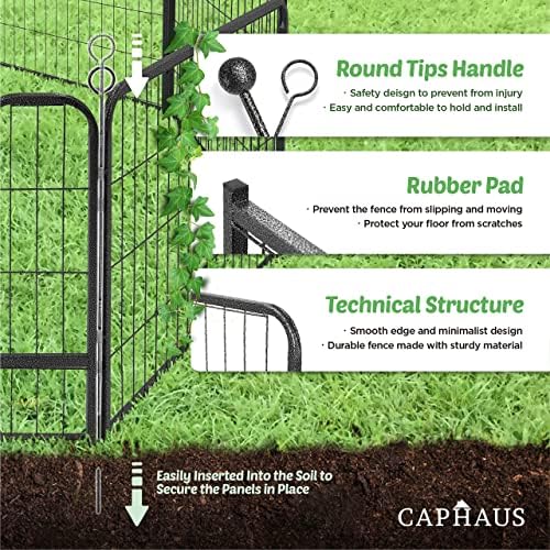 CAPHAUS Decorative Garden Fence, 40 Inch x 21 FT Heavy Duty Iron Fencing Land...