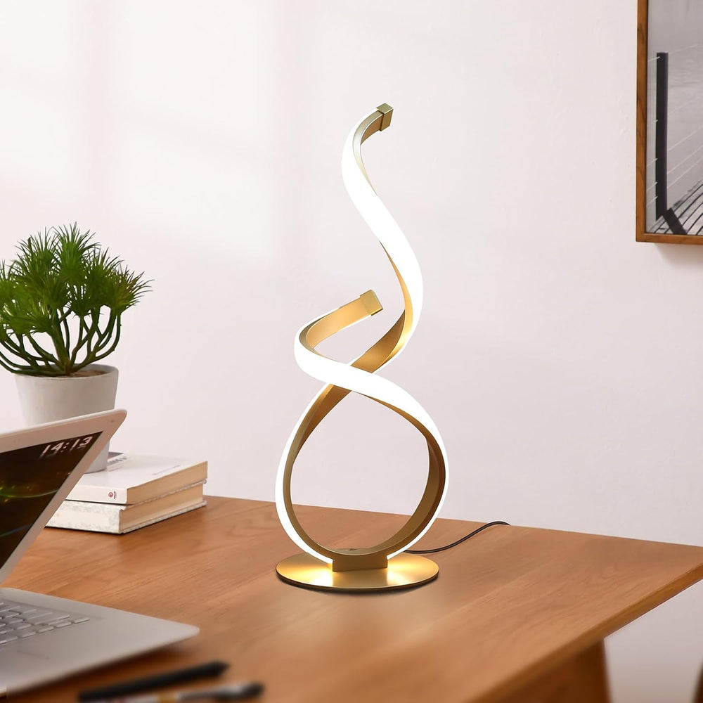 Unique Bedside Table Lamp, LED Touch Dimmable Spiral Desk Light
