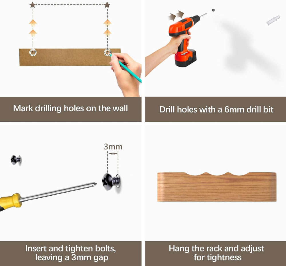 Coat Rack Wall Mount with Hidden Hooks, Wall Hooks with Shelf, Wall Key Holde...