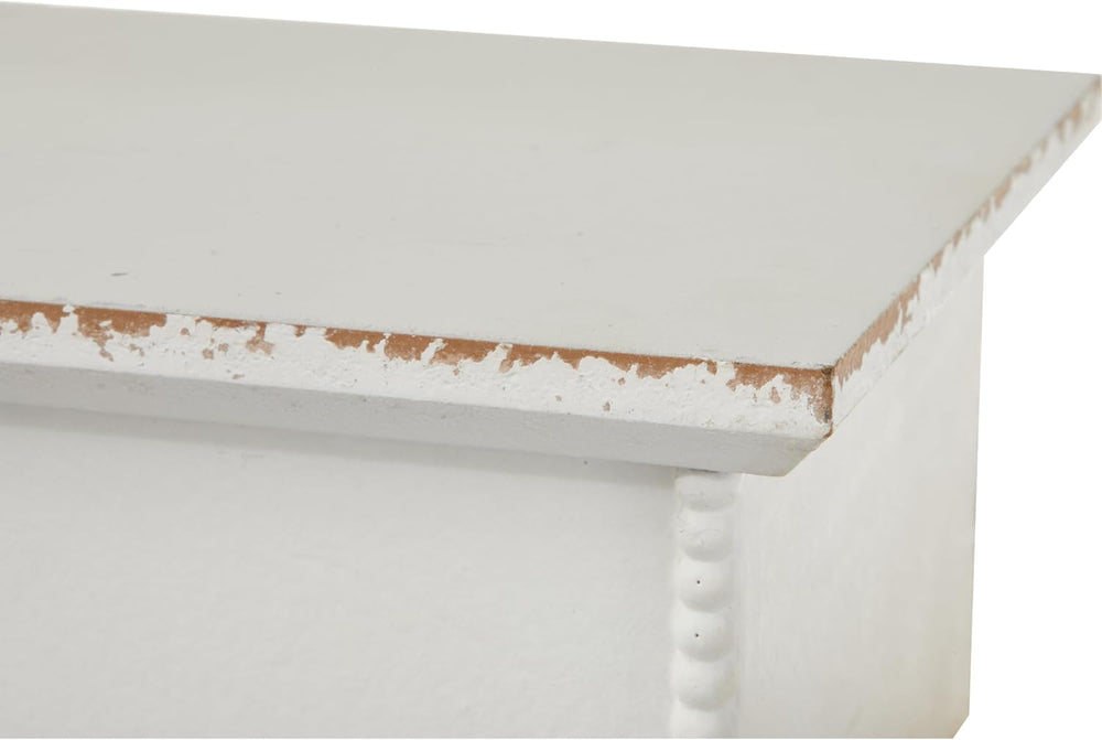 SOFE Rustic Distressed White Scalloped Shelves, Decorative Beaded Edge