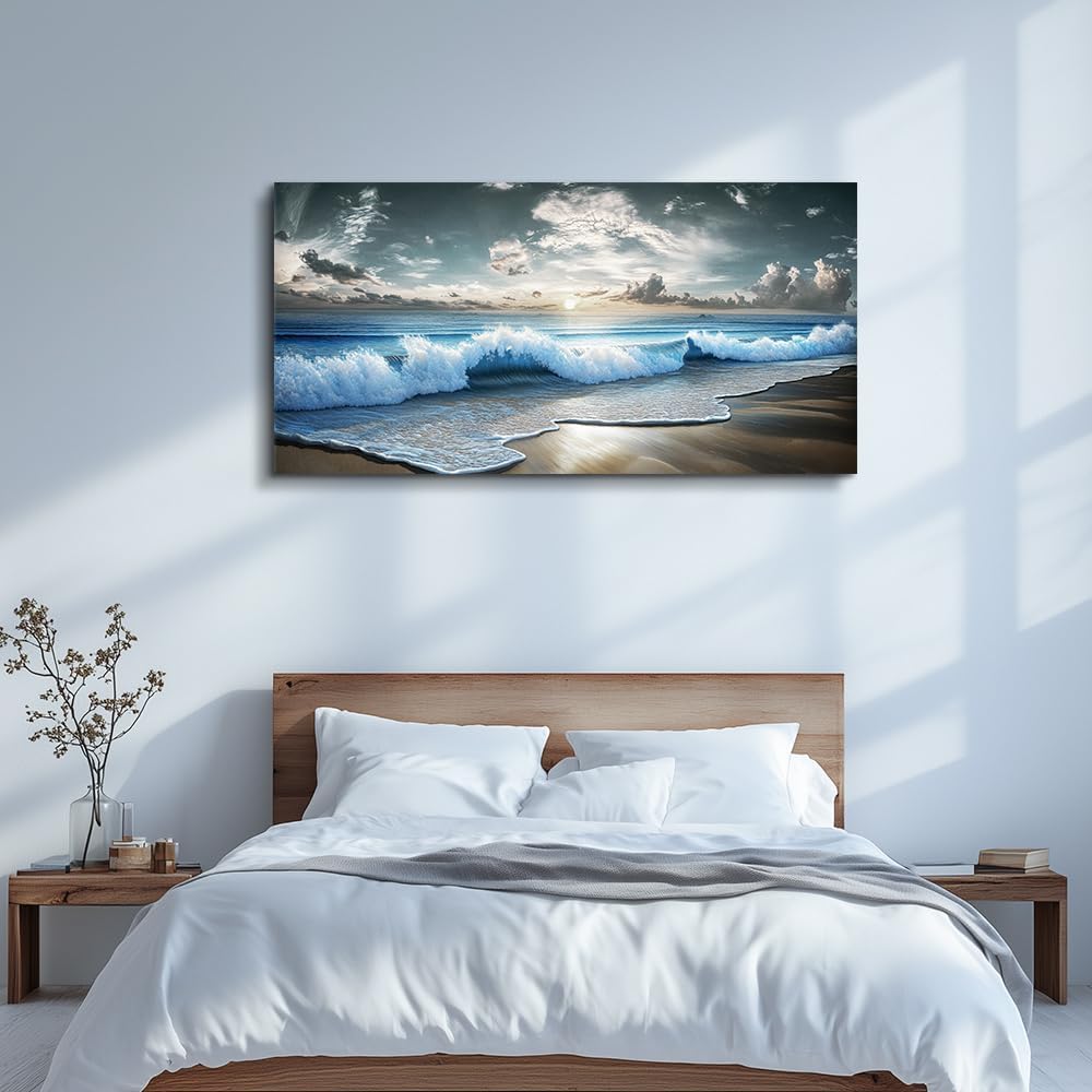 MHARTK66 Blue Ocean Canvas Wall Art Large Paintings For Living Room Landscape...
