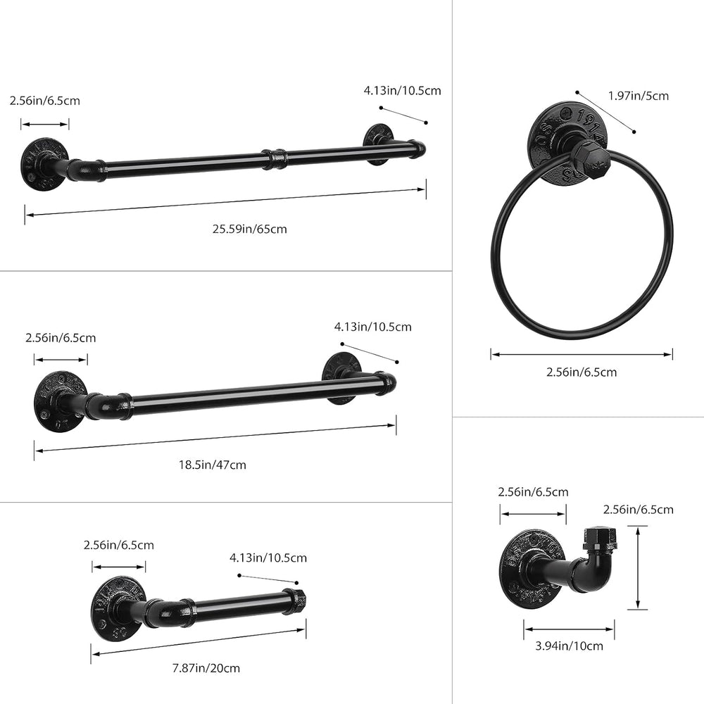 Bathroom Hardware Fixture Set Industrial Towel Bar Sets with Paper Towel Rack...
