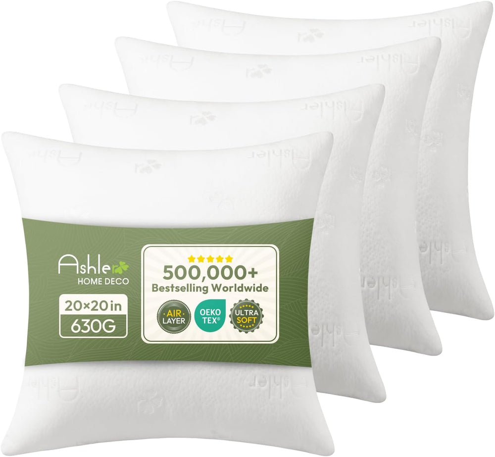 Ashler Throw Pillows Insert 20x20, Pack of 4