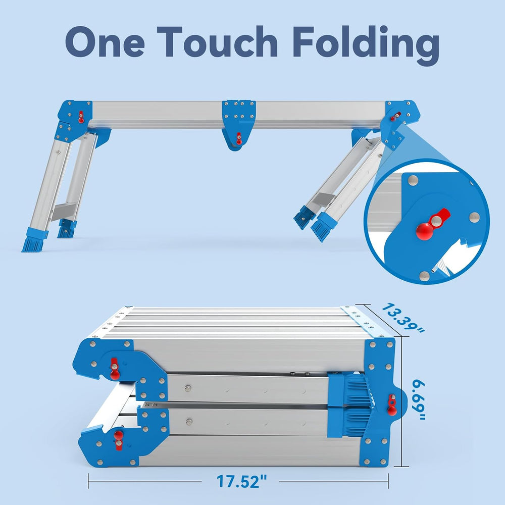 Loyoda Folding Work Platform, 500 lbs Capacity, One-Touch Fold, Larger Blue