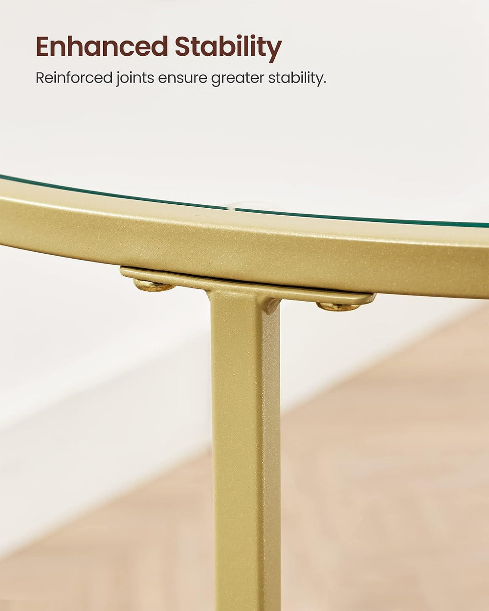 VASAGLE Round Side Tables, Set of 2, Glass End Tables with Metal Frame