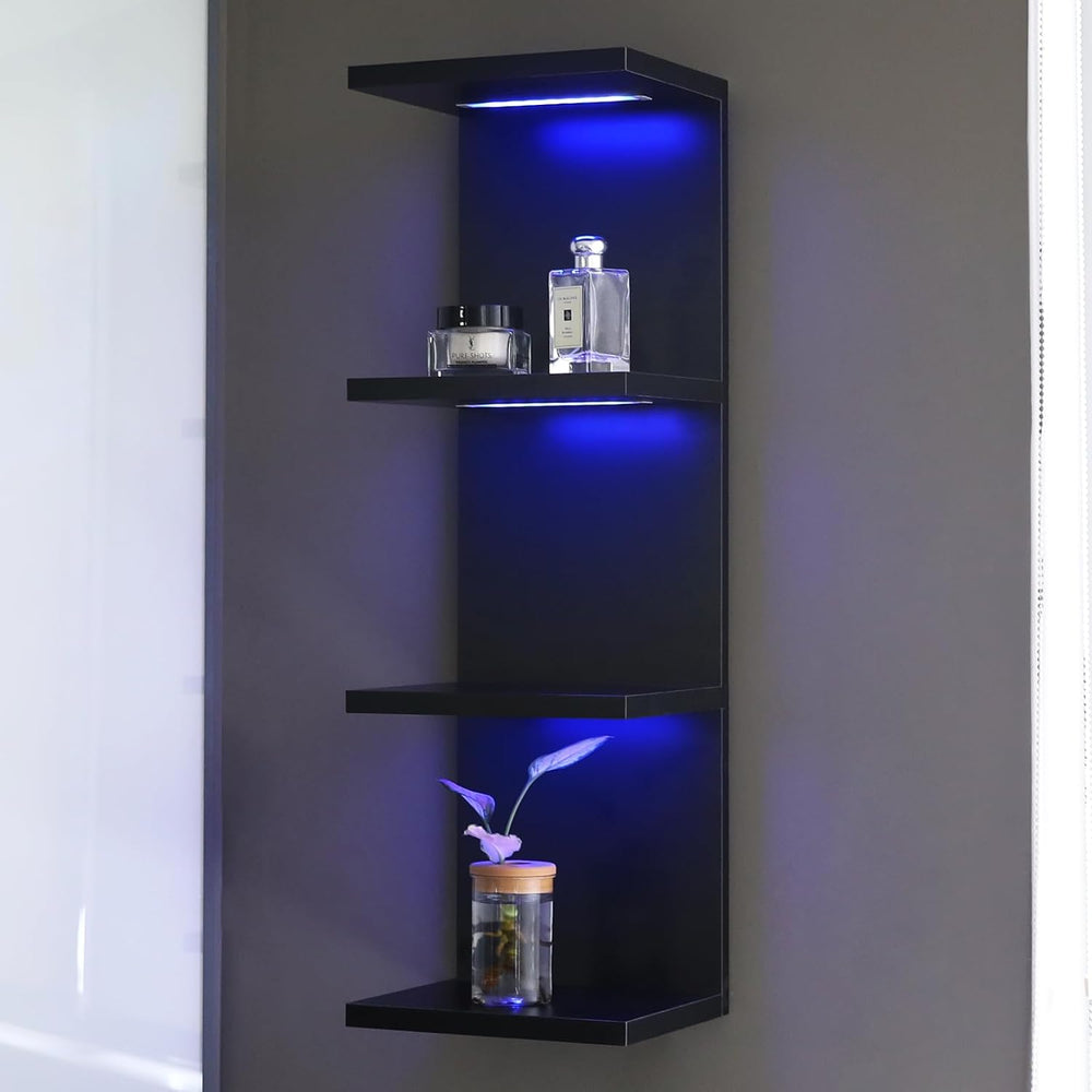 4 Tier RGB Wall Shelf, Black