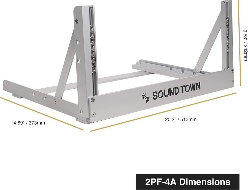 Sound Town 4U Aluminum 2-Post Desktop Open-Frame Rack, Angle Adjustable, for ...