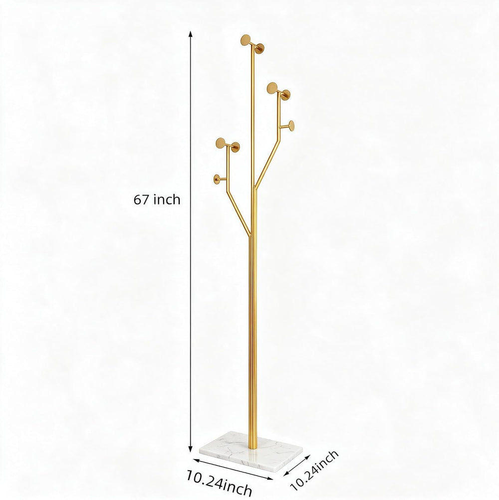 Modern Gold Coat Racks Freestanding with 8 Hooks, Coat Tree for Entryway