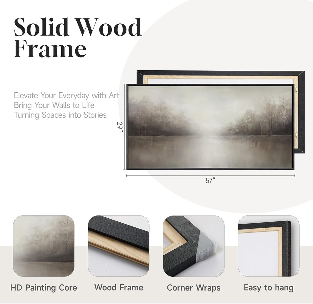 Extra Large Framed Abstract Landscape Wall Art for Living Room, 60x30 Inch