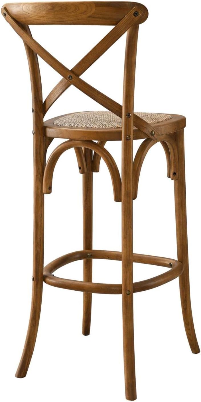 Modway Gear X-Back Wood Bar Stool in Walnut