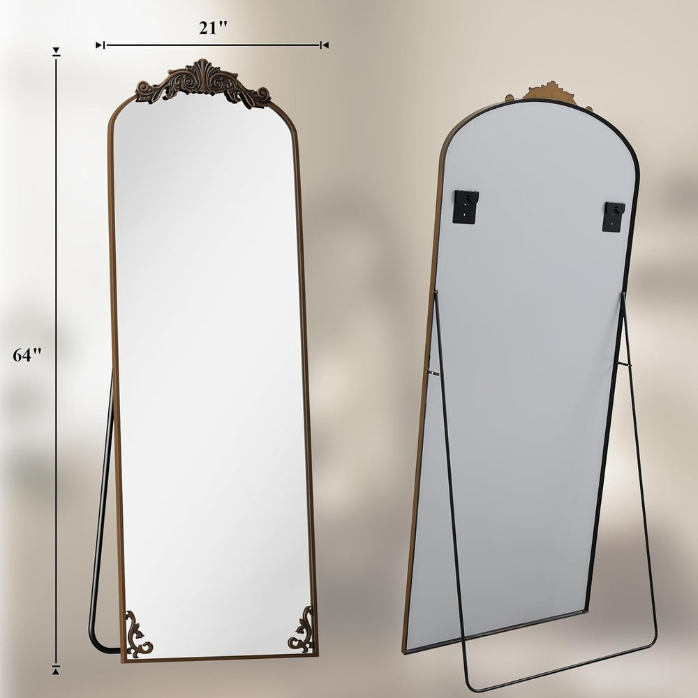 HARRITPURE 64"x21" Vintage Full Length Mirror, Arched Standing Mirror