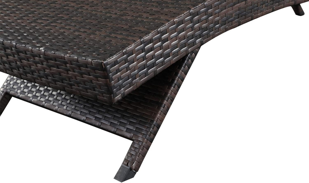 79'' Long Reclining Chaise Lounge Set (Set of 2), Outdoor Wicker Recl...