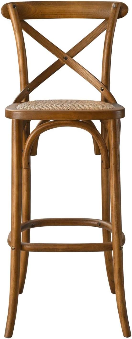 Modway Gear X-Back Wood Bar Stool in Walnut