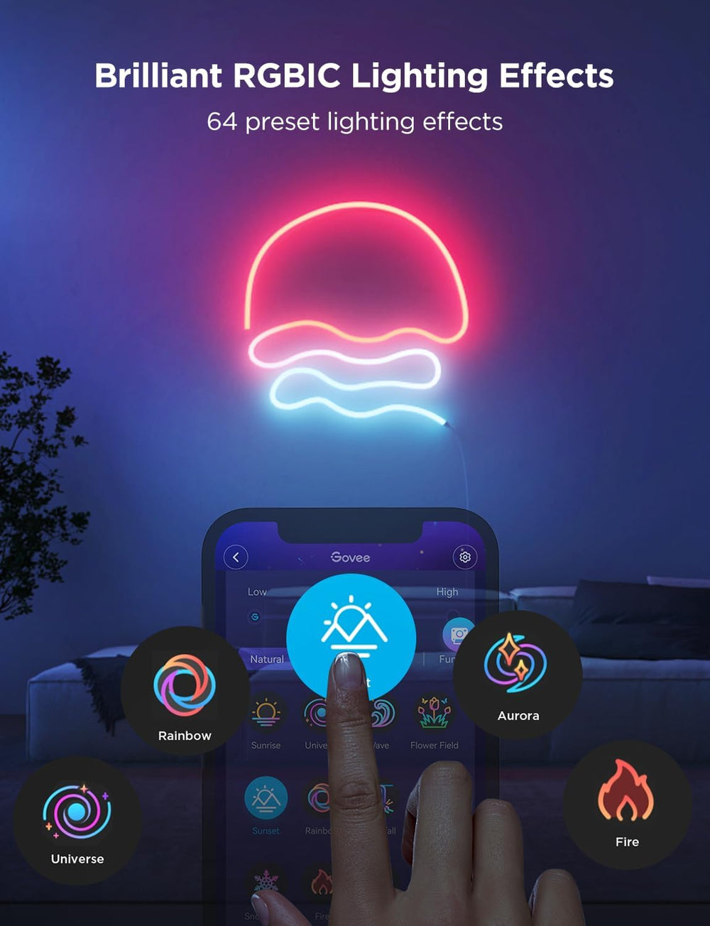 Govee RGBIC Neon Lights 32.8ft Works with Matter, Alexa, Google Assistant