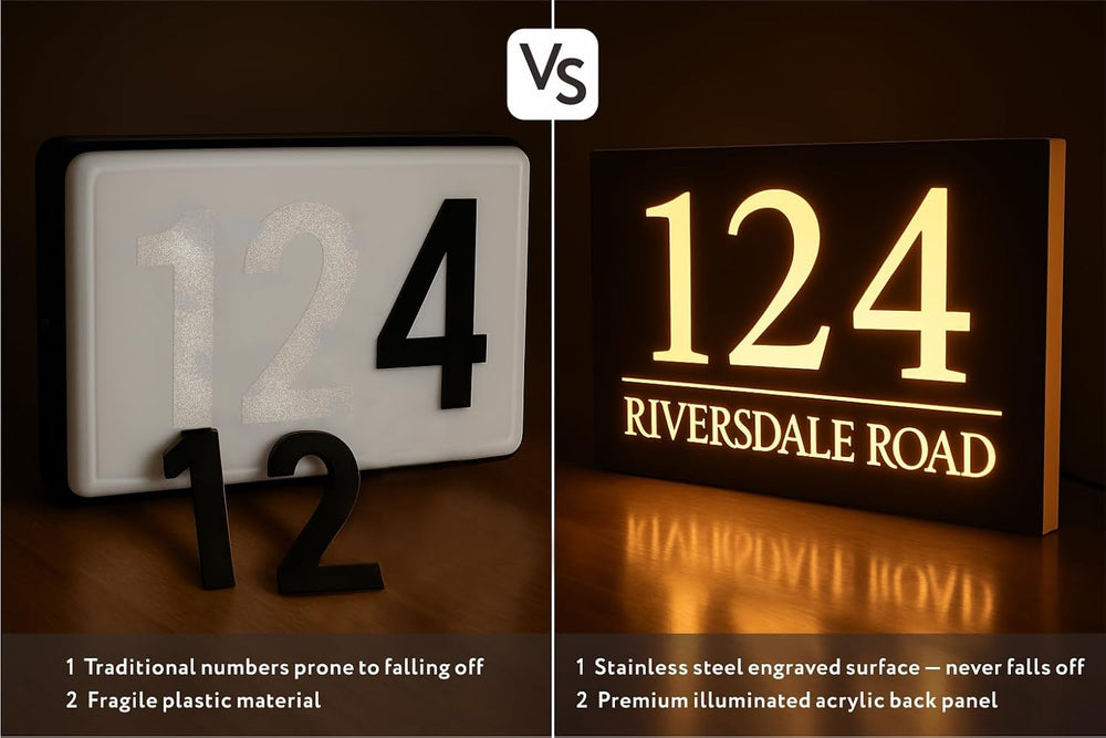 GITM Custom Solar Lighted House Numbers for Outside — Stainless Steel & A...