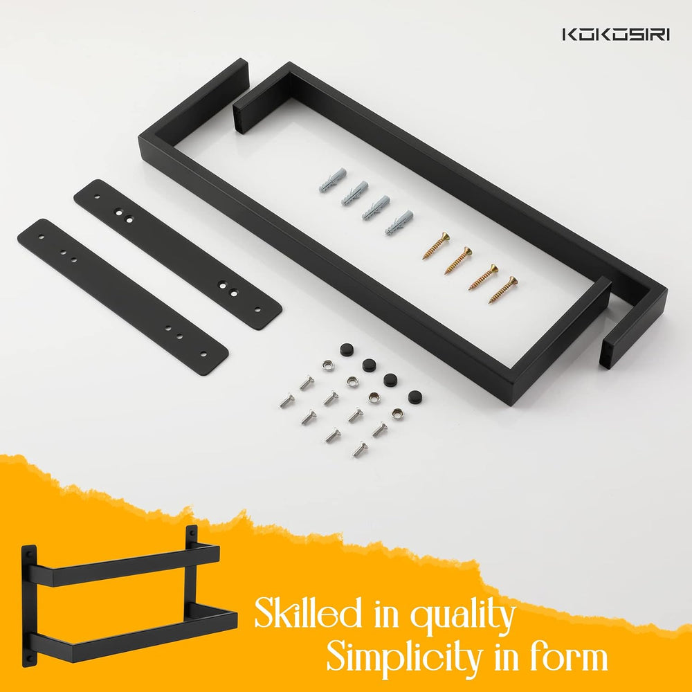 KOKOSIRI Towel Bars Black Bath Towel Holders 16 Inches Bathroom 2-Tiers Ladde...
