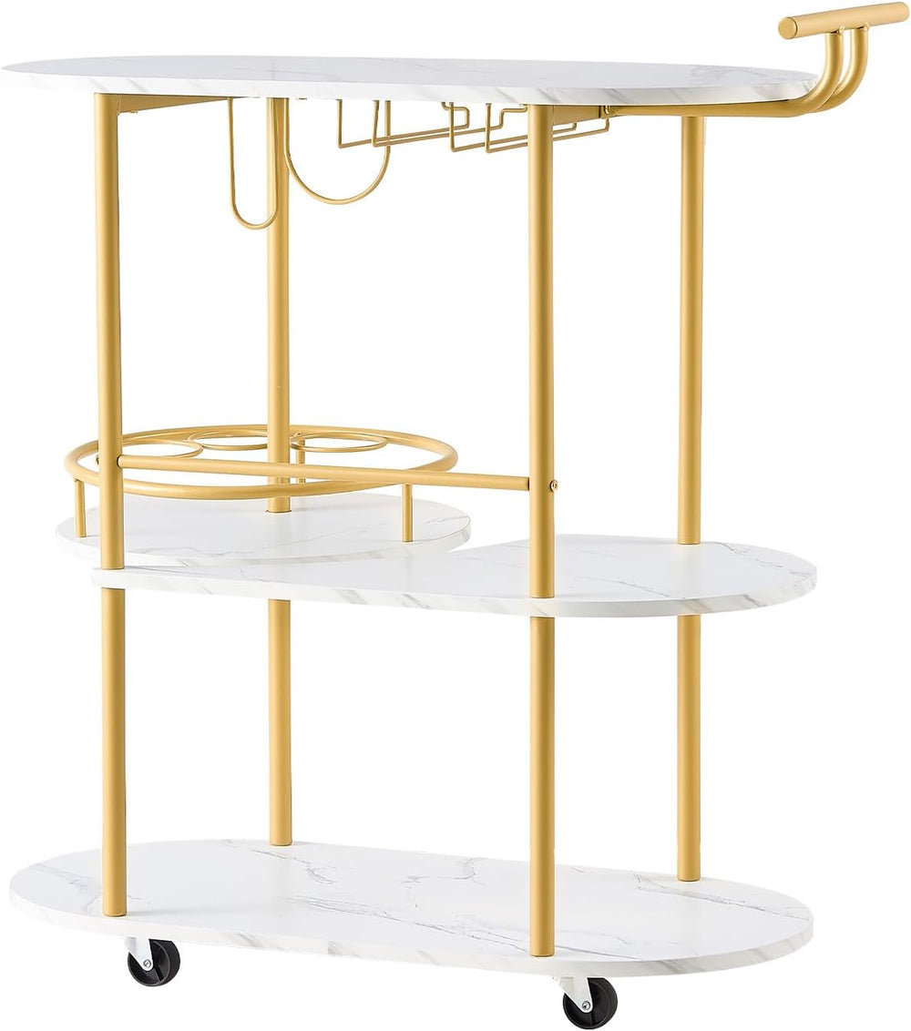 VEVOR Bar Cart, 3 Tiers Home Kitchen Serving Carts, Modern Round Rolling Util...
