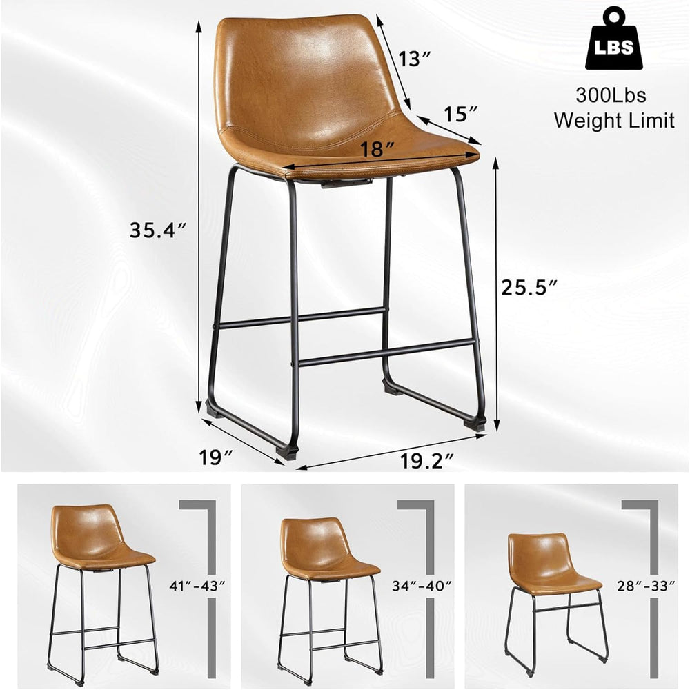 LEMBERI 26 inch Bar Stools Set of 3, Modern Counter Height Bar Stools, Faux L...