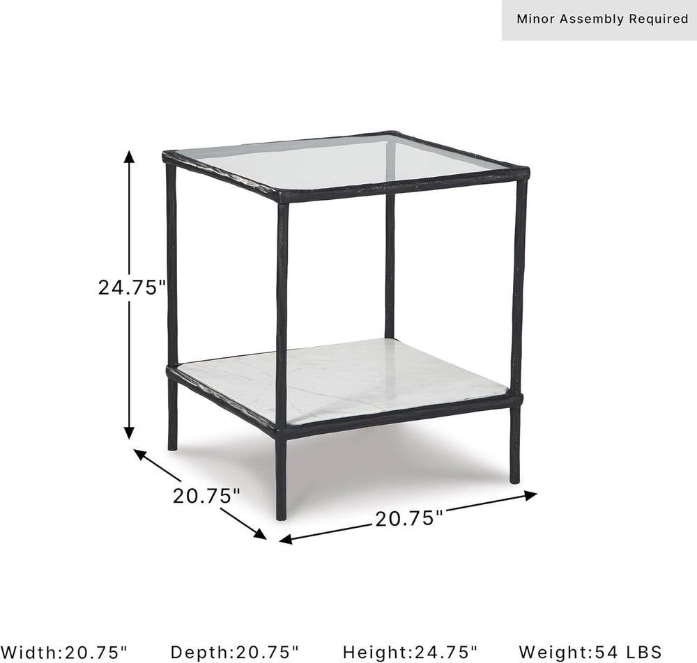 Signature Design by Ashley Modern Glass and Marble End Table, Ryandale