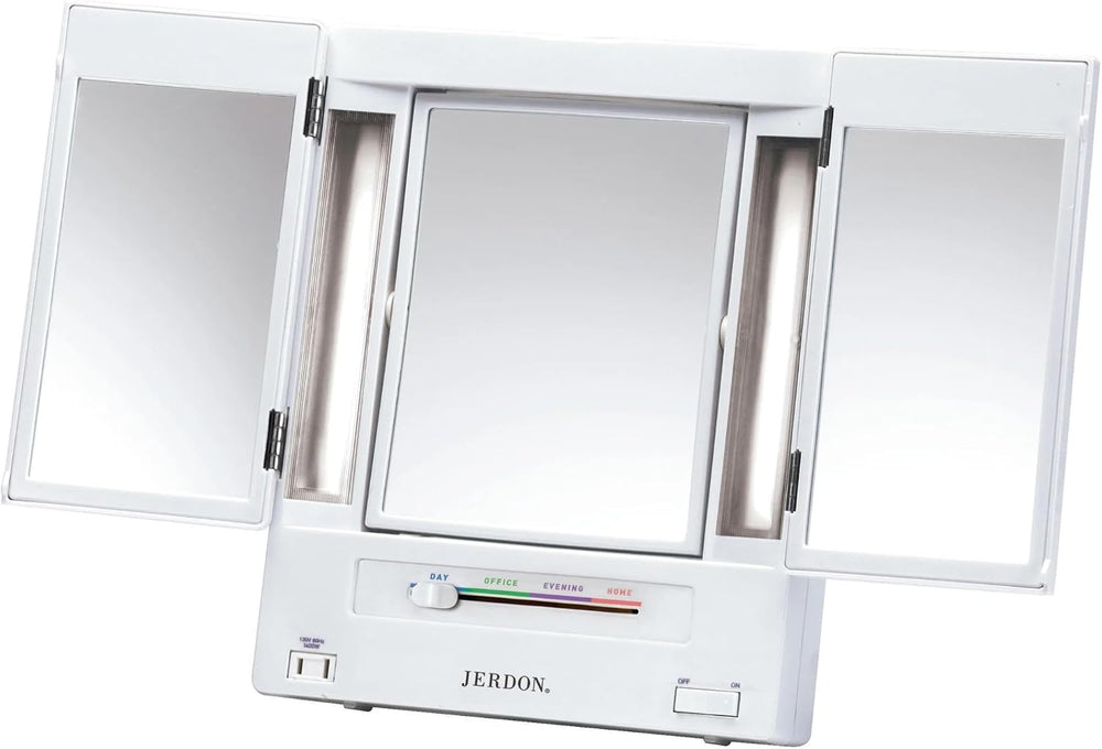 JERDON Lighted Makeup Mirror with 5X Magnification - White - JGL9W