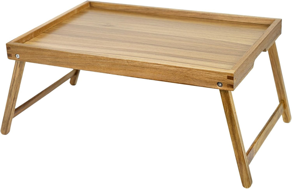 VaeFae Acacia Bed Tray Table with Folding Legs, Extra Large