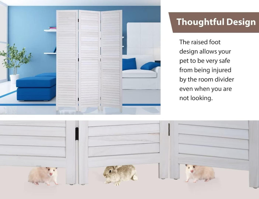 3-Panel Room Divider, 67" Tall Folding Privacy Screen with Louvered Wood...