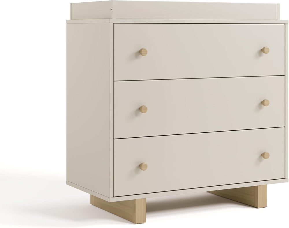 Storkcraft Texas 3 Drawer Chest with Changing Table Topper, Frosted Oat
