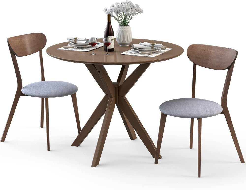Giantex 3-Piece Dining Table and Chair Set, Wooden Kitchen Table Set, Farmhou...