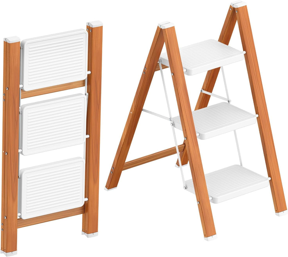 HBTower 3 Step Ladder, Lightweight Aluminum Folding Step Stool