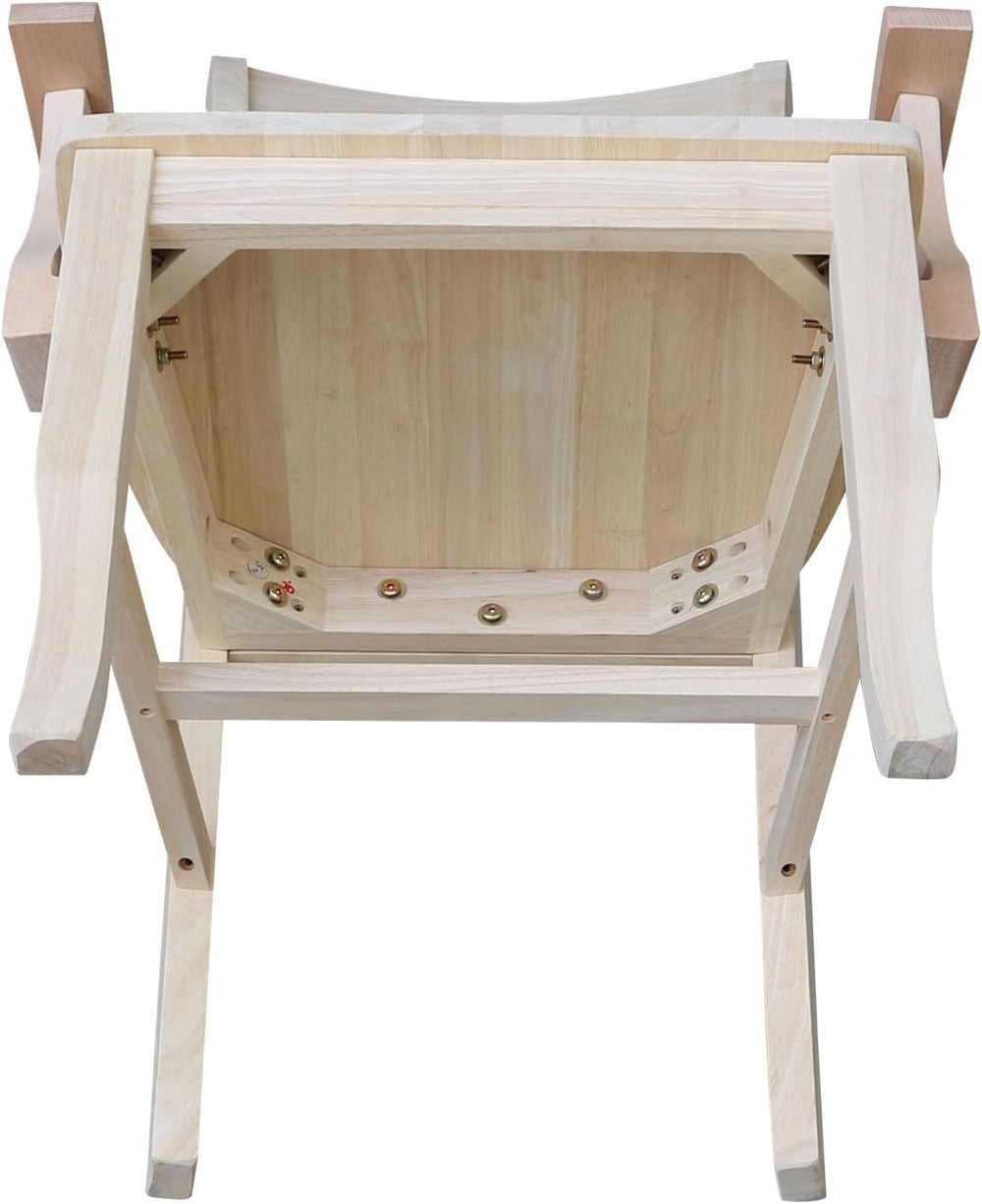 IC International Concepts Solid Wood Double X-Back Arm Chair, Unfinished