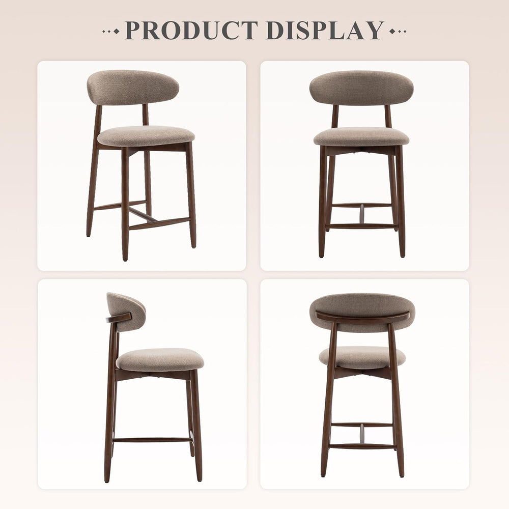 COLAMY Counter Height Bar Stools, Kitchen Bar Stools with Back, Mid Century M...