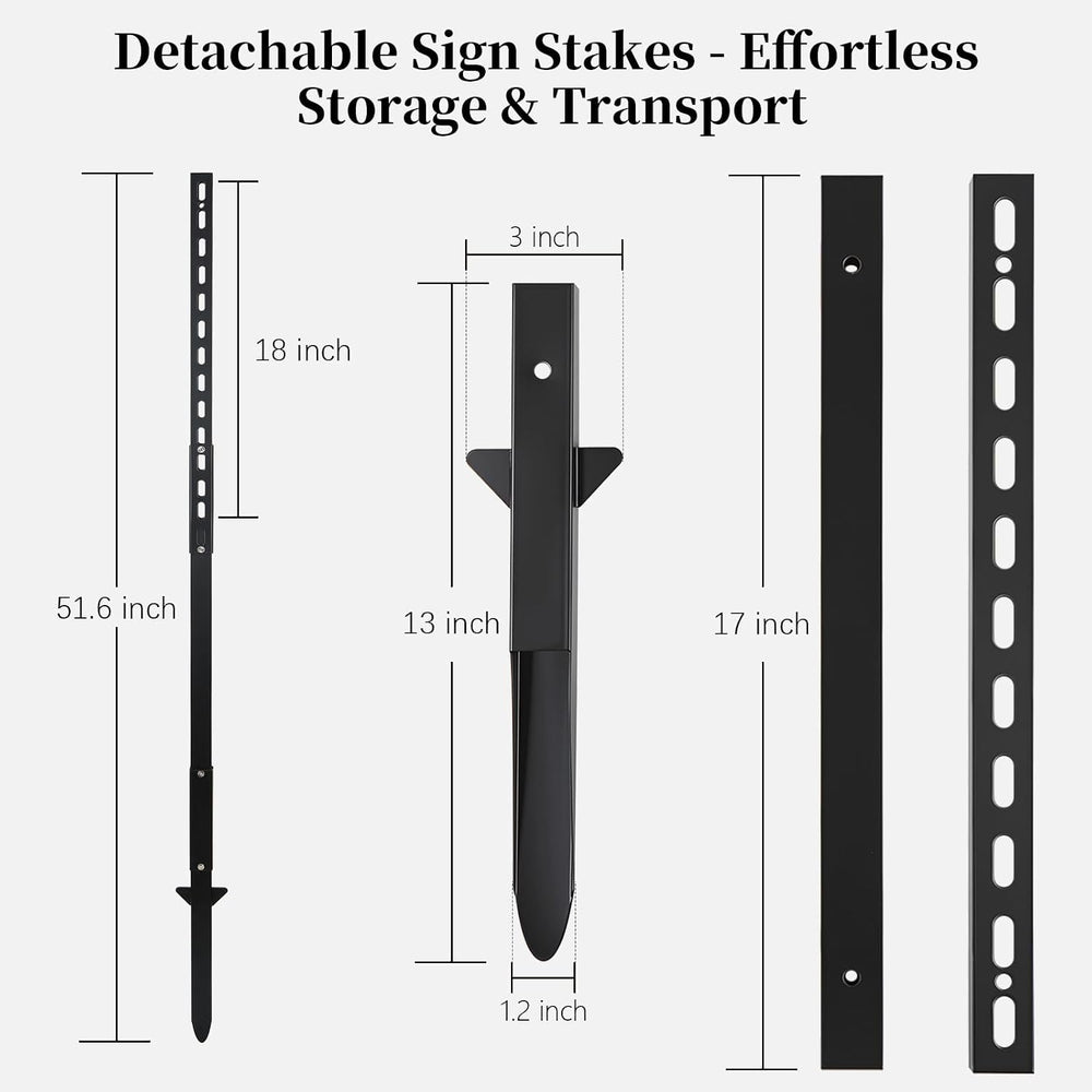 52" Metal Square Sign Post, Heavy Duty Yard Sign Stake for Lawn