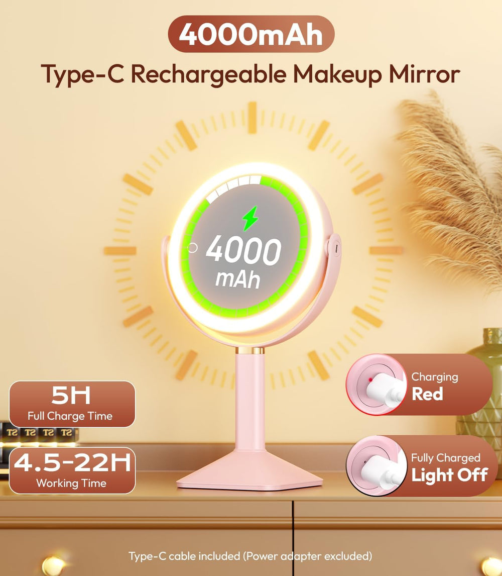 Lighted Makeup Mirror with Lights and Magnification 30X/1X, Height Adjustable...