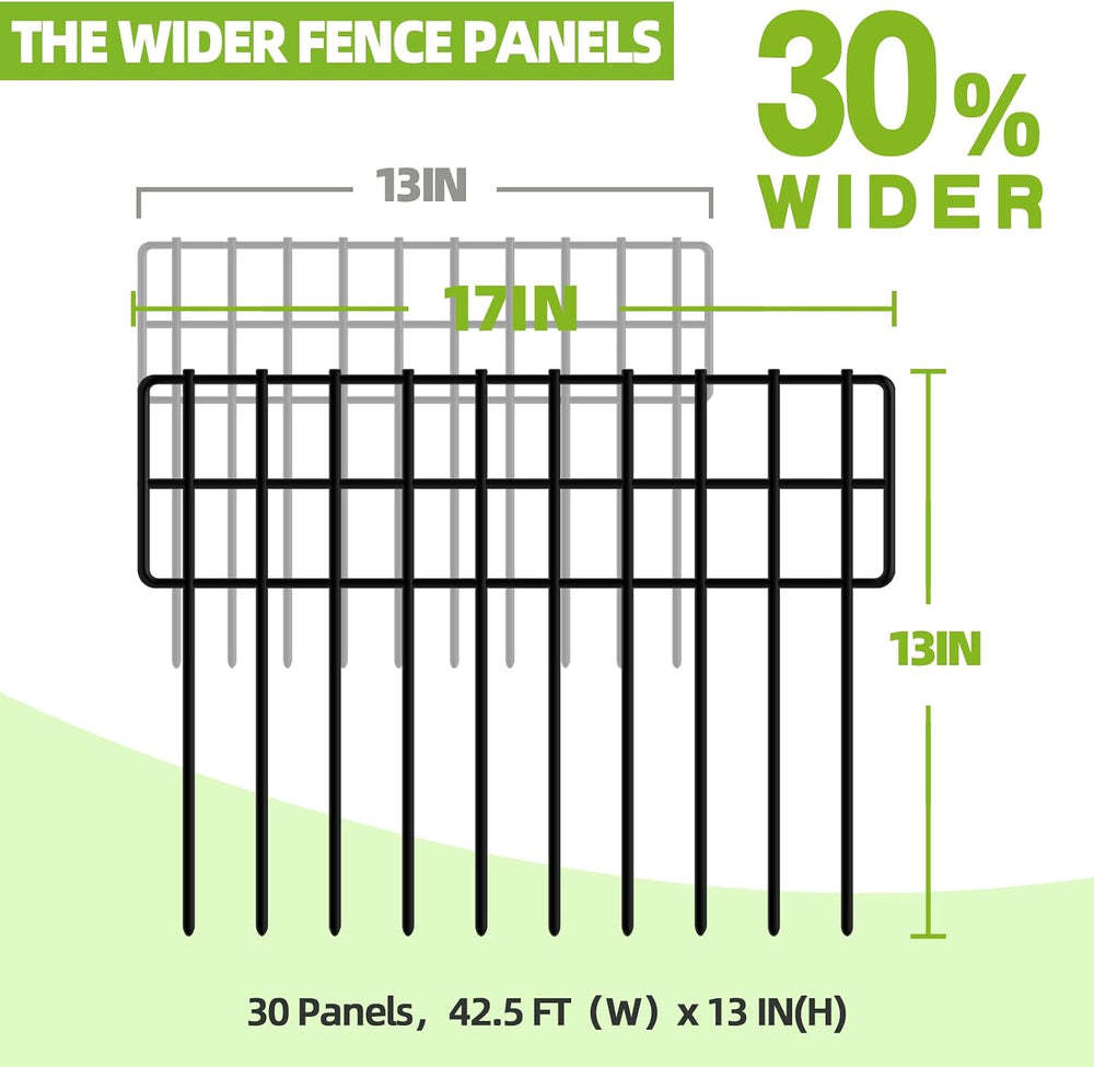 42.5ft(L) x 13in(H) Animal Barrier Fence, 30 Panels No Dig Fence, Garden Fenc...
