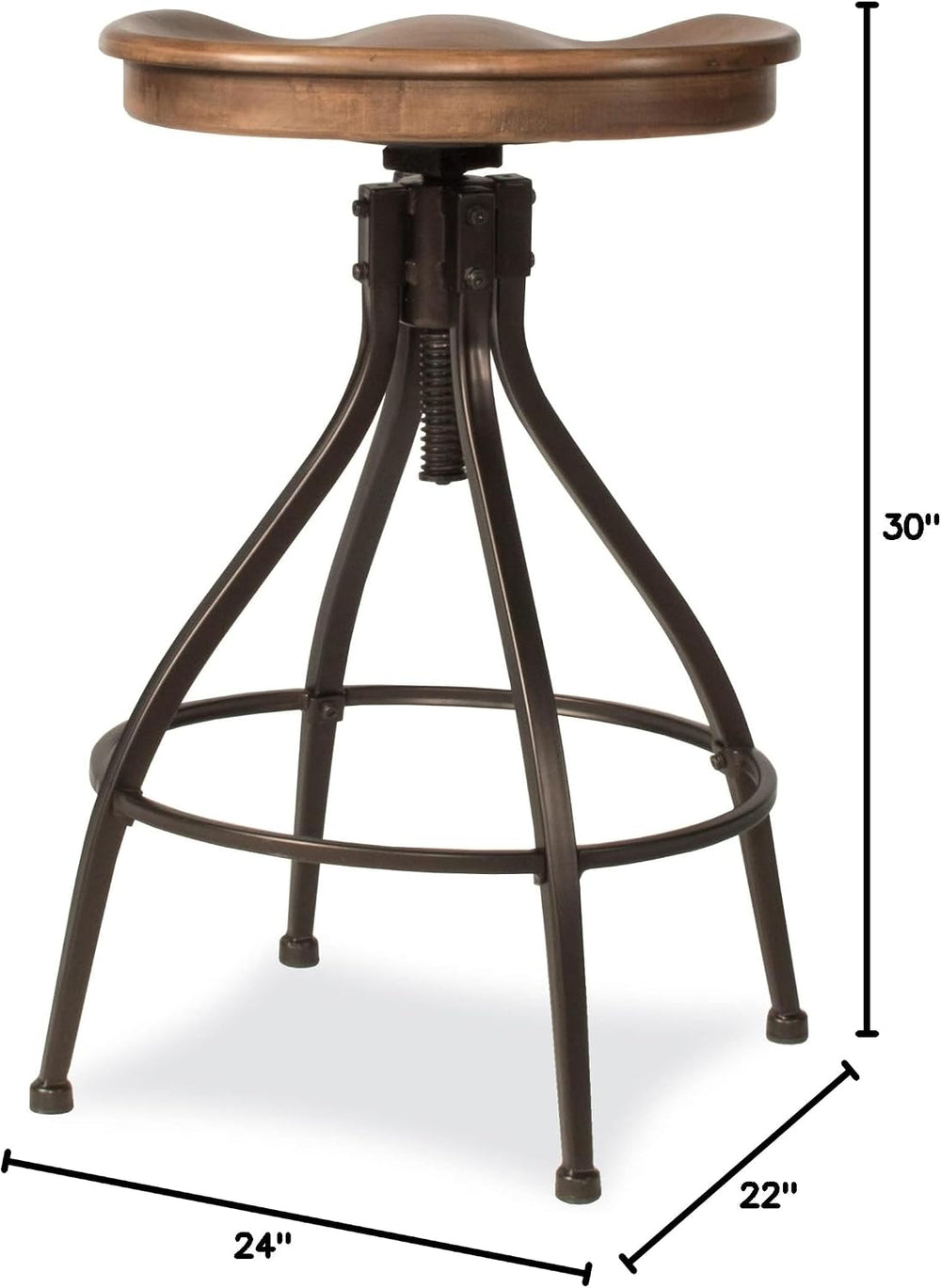 Hillsdale Worland Metal Backless Adjustable Height Stool