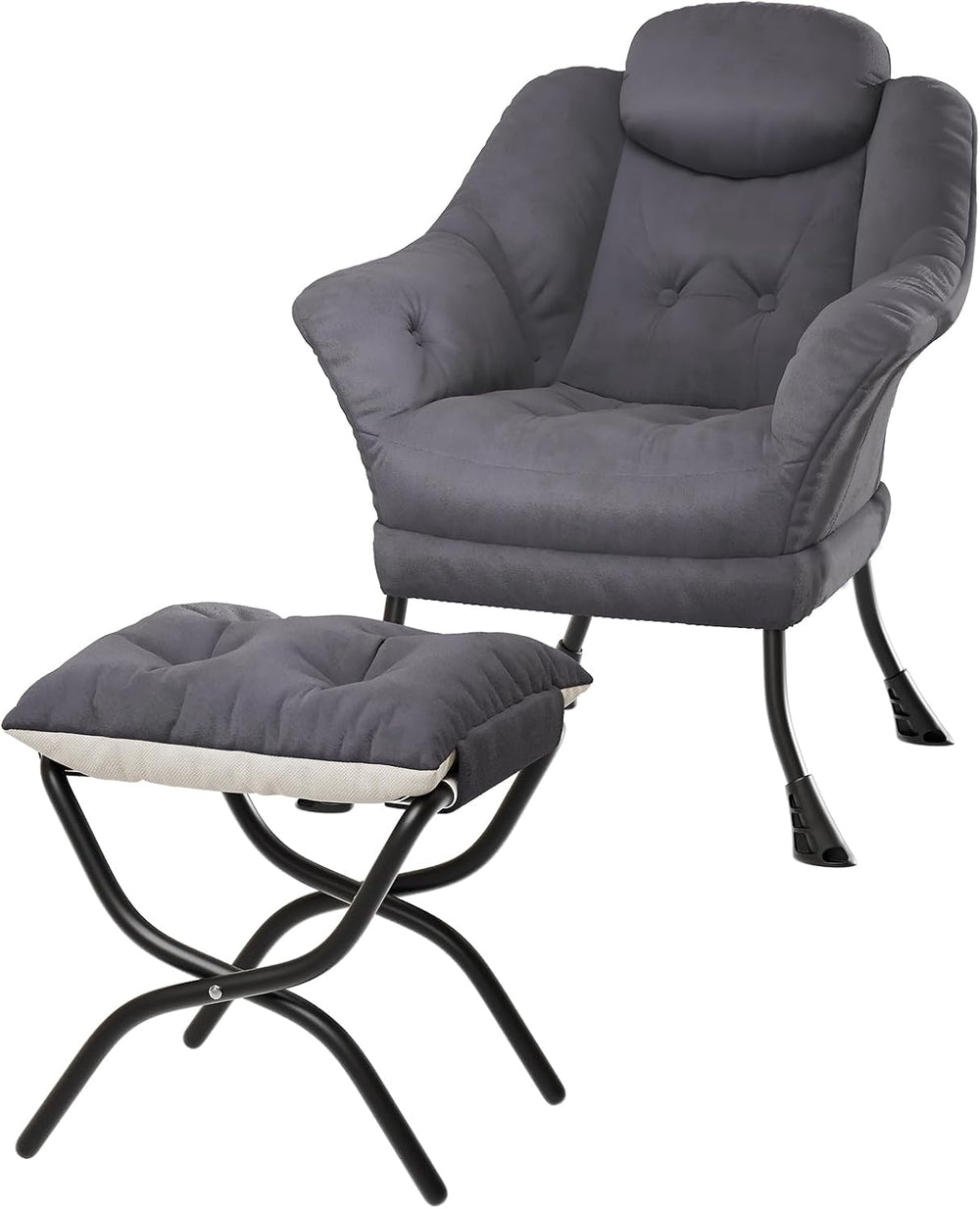 IDEALHOUSE Lazy Chair with Ottoman - Modern Living Room Chairs for Small Spac...